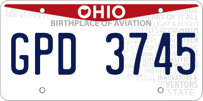 OH license plate GPD3745