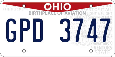 OH license plate GPD3747