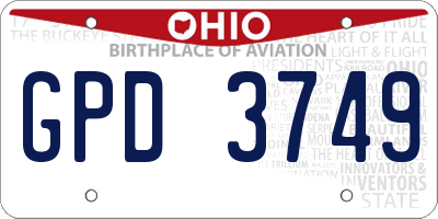 OH license plate GPD3749