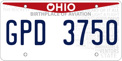 OH license plate GPD3750