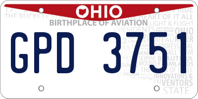OH license plate GPD3751