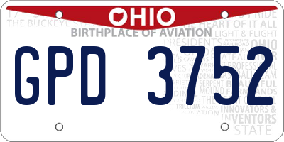 OH license plate GPD3752