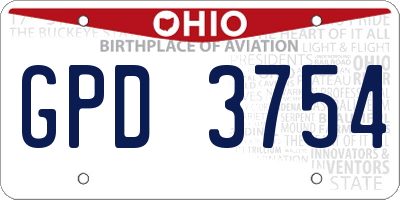 OH license plate GPD3754