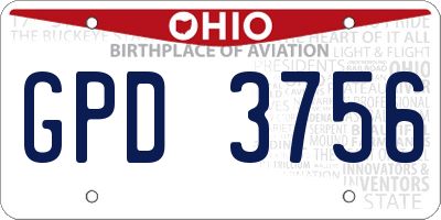 OH license plate GPD3756