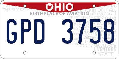 OH license plate GPD3758