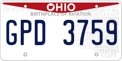 OH license plate GPD3759