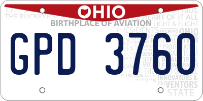 OH license plate GPD3760