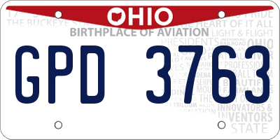 OH license plate GPD3763