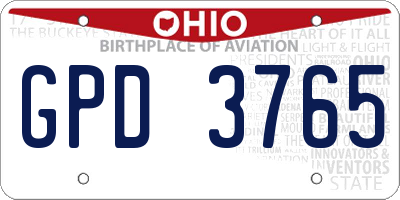 OH license plate GPD3765