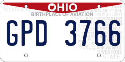 OH license plate GPD3766