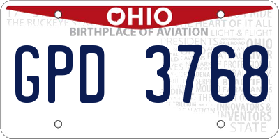 OH license plate GPD3768