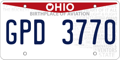 OH license plate GPD3770