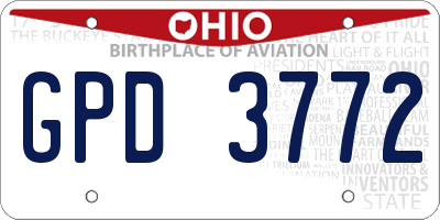 OH license plate GPD3772