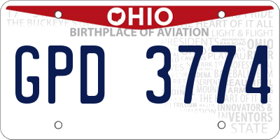 OH license plate GPD3774