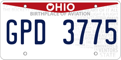 OH license plate GPD3775
