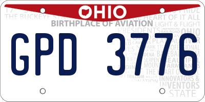 OH license plate GPD3776
