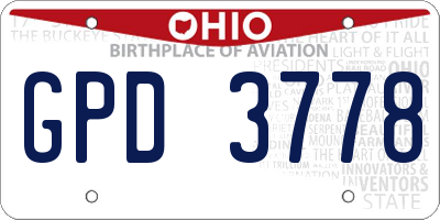 OH license plate GPD3778