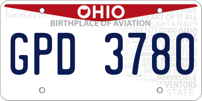 OH license plate GPD3780