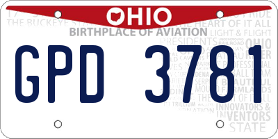 OH license plate GPD3781