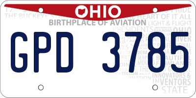 OH license plate GPD3785
