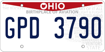 OH license plate GPD3790