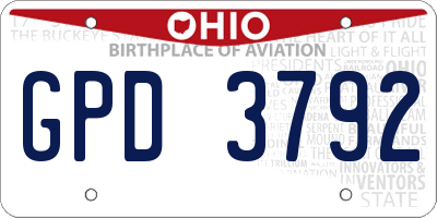 OH license plate GPD3792