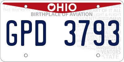 OH license plate GPD3793