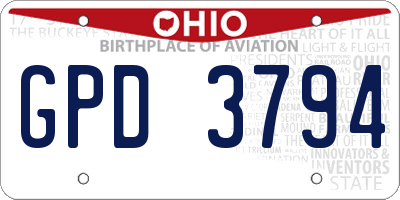 OH license plate GPD3794