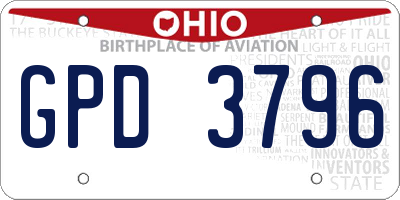 OH license plate GPD3796
