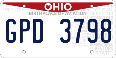 OH license plate GPD3798