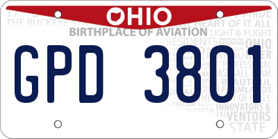 OH license plate GPD3801