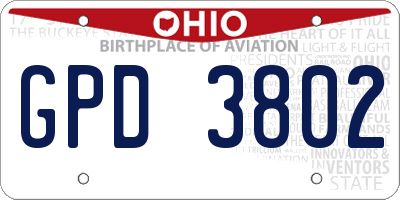 OH license plate GPD3802