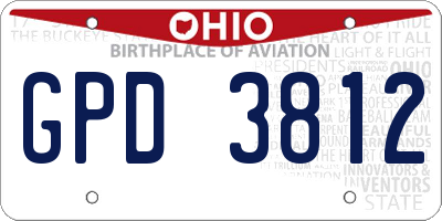 OH license plate GPD3812
