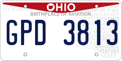 OH license plate GPD3813