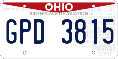 OH license plate GPD3815