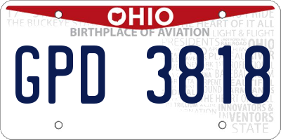OH license plate GPD3818