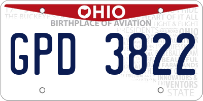 OH license plate GPD3822