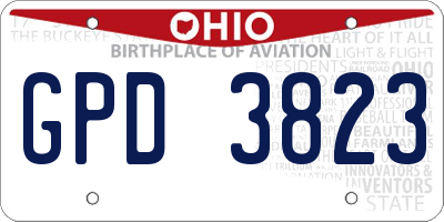 OH license plate GPD3823