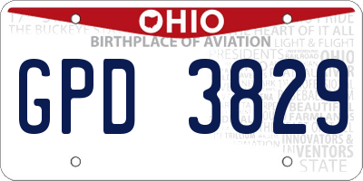 OH license plate GPD3829