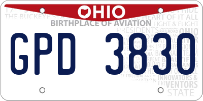 OH license plate GPD3830