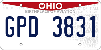 OH license plate GPD3831
