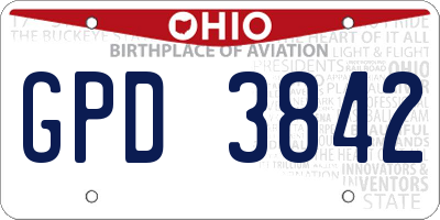 OH license plate GPD3842