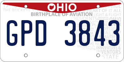 OH license plate GPD3843