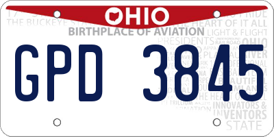 OH license plate GPD3845