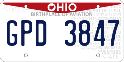 OH license plate GPD3847