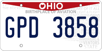 OH license plate GPD3858