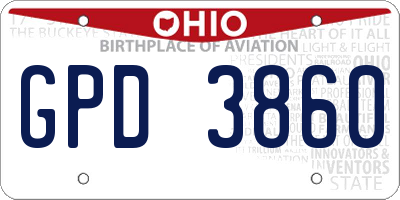 OH license plate GPD3860