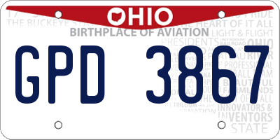 OH license plate GPD3867