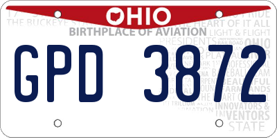 OH license plate GPD3872