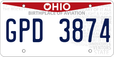 OH license plate GPD3874